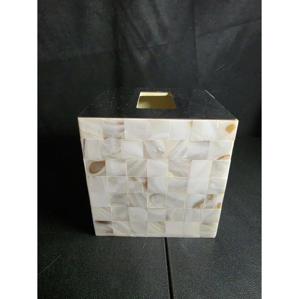 Fieldcrest Luxury Mother of Pearl Mosaic Tissue Box Cover 2005 Target Vintage